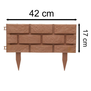 Brick Effect Border Fence Garden Edging Border | Plastic Lawn Edging Flower Bed Edging | Garden Border Fencing Stone Effect Path Edging