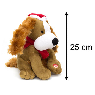 25cm Christmas Singing Dog Novelty Christmas Ornament | Animated Christmas Decorations | Musical Xmas Decorations - Colour Varies One Supplied