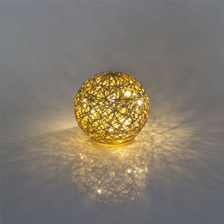 Gold LED Christmas Ball Ornament Fairy Light Orb | LED Christmas Sphere Round Gold Light Up Globe | Warm White LED Ball Christmas Decoration