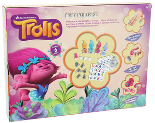 DreamWorks Trolls Ring And Nail Art Set Set - with Children's Nail Varnish, Nail Stickers, Rings and Earrings
