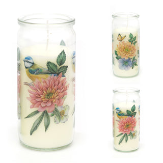 Botanical Scented Candle In Glass Flower Jar | Floral Jar Candle Aroma Candle And Pot | Glass Holder With Scented Pillar Candle Decorative Candles - Fragrance Varies One Supplied
