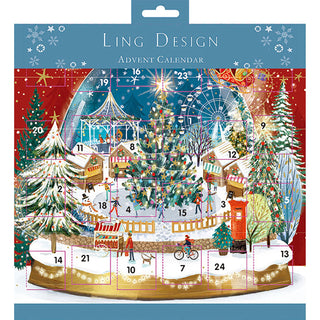 Christmas Market Advent Calendar Greetings Card, 24 Door Traditional Advent Card