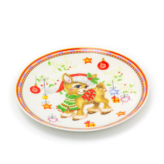 Round Ceramic Christmas Plate | Festive Serving Dish Christmas Snack Plate 20cm
