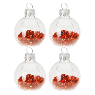 4 Piece Glitter Bauble Christmas Place Card Holders Packs | Table Name Card Holders Table Number Holders | Bauble Shaped Table Name Cards - Red