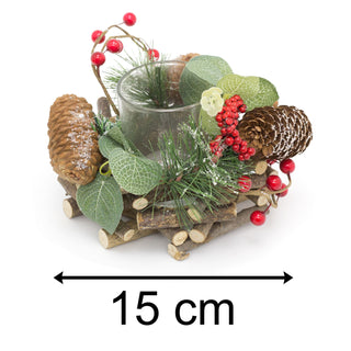 15cm Traditional Christmas Tealight Candle Holder | Christmas Wreath Candle Holder | Christmas Candle Centerpiece