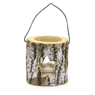 Natural Wood Christmas Tealight Candle Holder | Festive Rustic Wooden Tea Light Candle Pot | Xmas Lantern Tealight Votive Holder - Design Varies One Supplied