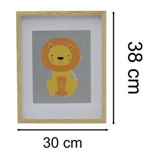 Safari Animal Kids Wall Art Picture Frame | Framed Animal Pictures - Lion