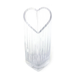 Heart Shaped Ribbed Clear Glass Vase | Decorative Glass Vase For Flowers - 22cm