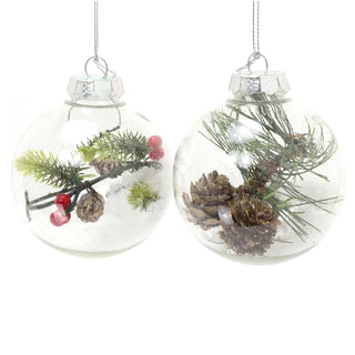 8cm Pine Cone And Berry Christmas Bauble | Snow Christmas Ball Tree Decorations | Xmas Bauble Christmas Decor - Design Varies One Supplied