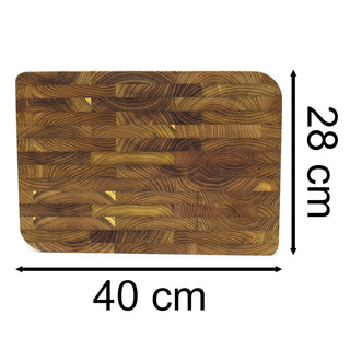 Large Teak Chopping Board | End Grain Wooden Kitchen Cutting Board - 40x28cm