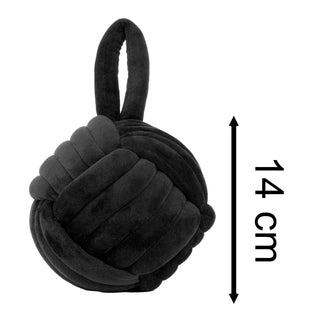 Black Fabric Nautical Knot Doorstop | Coastal Monkey's Fist Door Stop - 14cm