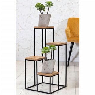 Elegant Metal & Wood Flower Pot Stand With Four Shelves | 4 Tier Plant Stand 67cm