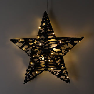 Black 3D Christmas Star Light | 40 LED Window Star Light Decoration - 30cm