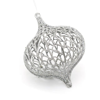 Silver Glitter Onion Christmas Bauble Sets | Deluxe Christmas Tree Ornament | Xmas Bauble Christmas Decor Hanging Decoration