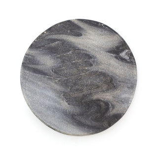 Set Of 4 Black Marble Coasters | 4 Piece Round Natural Stone Marble Coaster Set