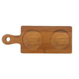 Tuscany Set of 2 Ceramic Snack Bowls with Wooden Paddle Serving Tray - 25cm