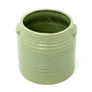 Decorative Cachepot Indoor Planter Flower Pot | Green Speckled Glazed Plant Pot