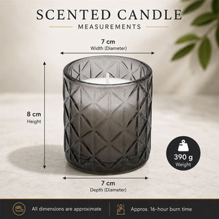 Woodsage & Sea Salt Scented Candle, 8cm Black Embossed Glass Jar, Single Wick