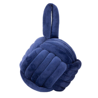 Navy Blue Fabric Nautical Knot Doorstop | Coastal Monkey's Fist Door Stop - 14cm