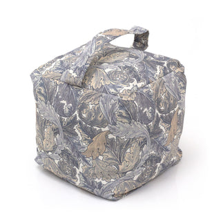 William Morris Acanthus Fabric Cube Doorstop | Botanical Blue Foliage Door Stop
