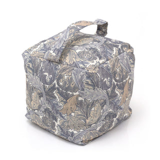 William Morris Acanthus Fabric Cube Doorstop | Botanical Blue Foliage Door Stop