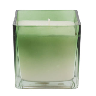 Fig & Apple Scented Candle, 10cm Square Green Ombre Glass Candle