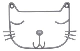 Wall Mounting Grey Wire Cat Head Single Hook Decorative Plaque