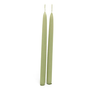 Pair of Tapered Dinner Candles | 2 Traditional Hand-dipped Taper Candles 30cm - Green