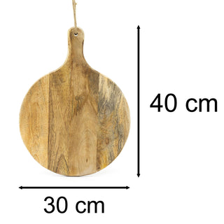 40Cm X 30Cm Round Wooden Chopping Board With Handle