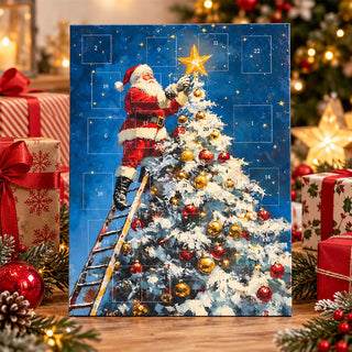 Santa Places the Star Christmas Advent Calendar, Santa Decorating Christmas Tree
