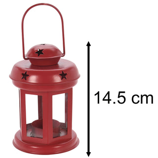 Red Moroccan Tealight Lantern, 13cm Indoor Outdoor Metal Hanging Candle Holder