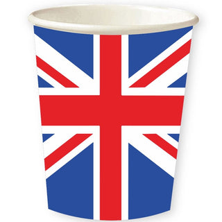 8 Great Britain Flag Union Jack Cups Party Cups | Pack Of 8 Britannia Union Jack Paper Cups | Eight Queens Platinum Jubilee Party Cups - 250ml