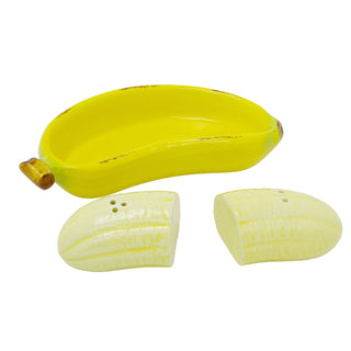Banana Salt and Pepper Shaker Set 17cm Yellow Ceramic Banana Cruet Set