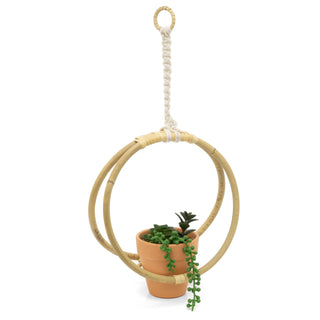 25cm Artificial Hanging Basket Plant Pots Indoor | Artificial Succulent In Bamboo Hanger Faux Hanging Planter | Artificial Potted Plant