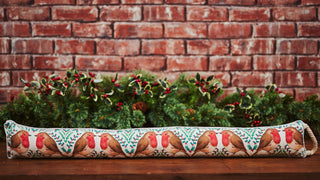 94cm Christmas Robin And Holly Fabric Draught Excluder For Doors | Winter Draft Excluder Door Cushion | Festive Holly & Ivy Draft Insulator Door Draught Cushion