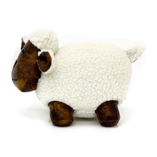 Bertie Sheep Doorstop | Faux Leather Weighted White Sheep Animal Door Stop 1.8kg