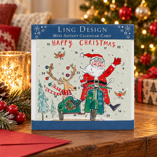 Advent Calendar Card, 24 Doors with Santa & Reindeer Christmas Design
