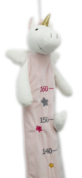 Deluxe Pink White Fabric Unicorn Childrens Measuring Height Chart