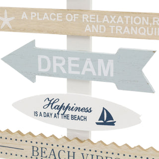 41cm Wooden Beach Free Standing Arrow Sign | Nautical Decoration, Home Decoration