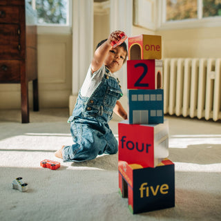 Childrens Emergency Service Stacking Cubes Wooden Stacking Toys Building Blocks