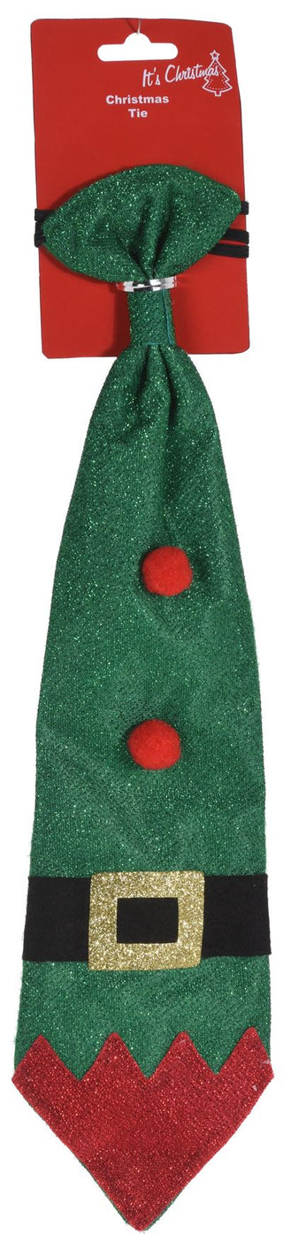 Novelty Festive Father Christmas Elf Office Party Celebration Glitter Tie