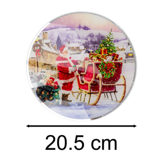 Santa Claus Christmas Candle Plate | Glass Candle Holder Christmas Candle Tray