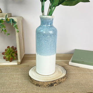 Reactive Glaze Ceramic Faux Flower Vase, Ombre Blue Decorative Vase - 19cm