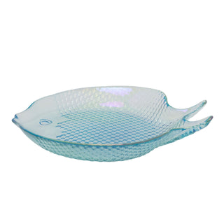 Fish Shaped Glass Dish, 180ml Blue Nautical Snack Serving Bowl 20x17cm