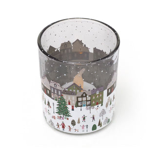 The Christmas Market Tealight Holder | Round Glass Christmas Candle Holder - 8cm