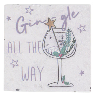 Funny Quote Gin Coaster Slate | Novelty Drinks Christmas Coaster | Square Cup Mug Table Mats - Design Varies One Supplied