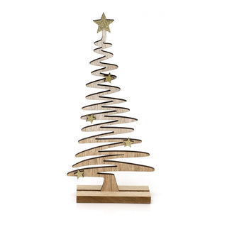 Rustic Wooden Christmas Tree On Stand | Handcrafted Xmas Tree Silhouette - 23cm