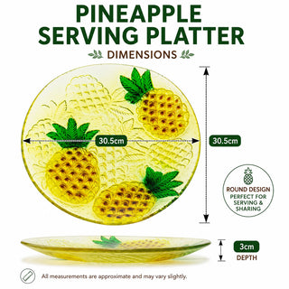 Pineapple Serving Platter, 30.5cm Glass Tropical Party Plate Fruit Snack Buffet