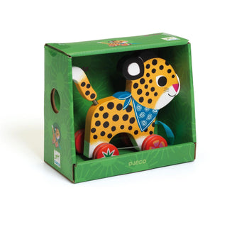 Djeco DJ06220 Greta Leopard Wooden Pull Along Toy | Push and Pull Along Toy