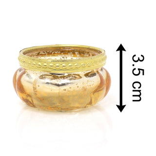 Gold Mercury Effect Glass Tealight Holder | Gold Speckled Tealight Holder | Glass Candle Holder Ribbed Candle Pot